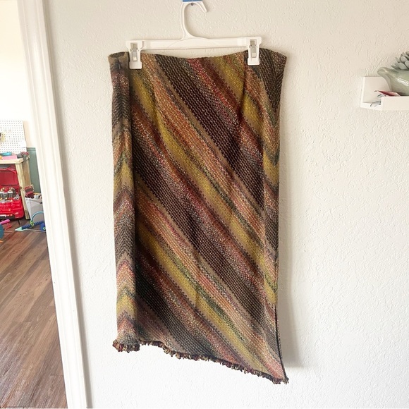 Vintage Skirt Women's 14 Tweed Southwestern Asymmetrical Midi Boho Eclectic - Picture 2 of 7